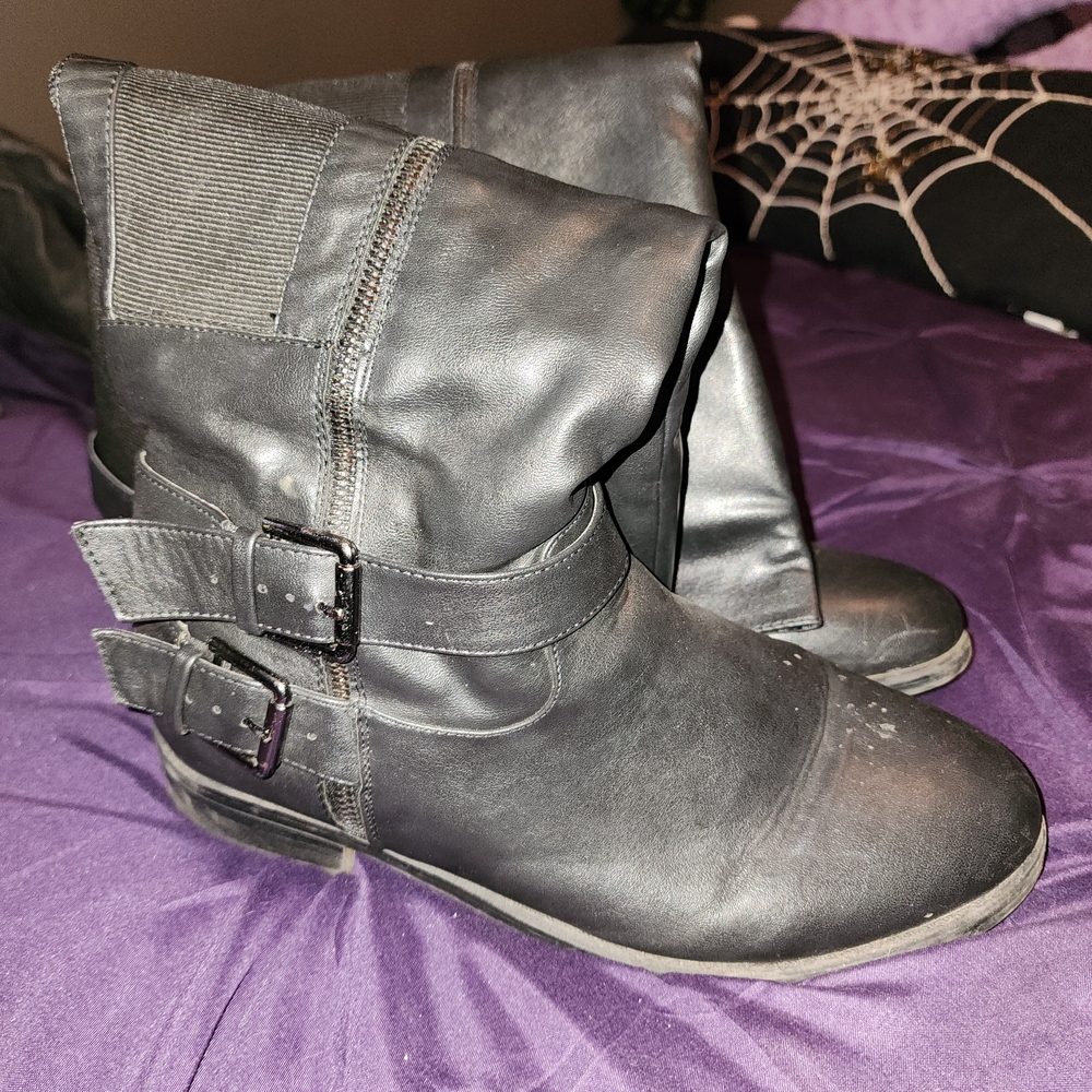 Torrid Black Combat Boots with Buckle Detail 10Wide